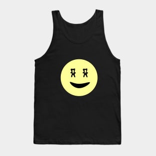 Classic retro Smiley Face Emoji with Upside-down Bunny Eyes Tank Top